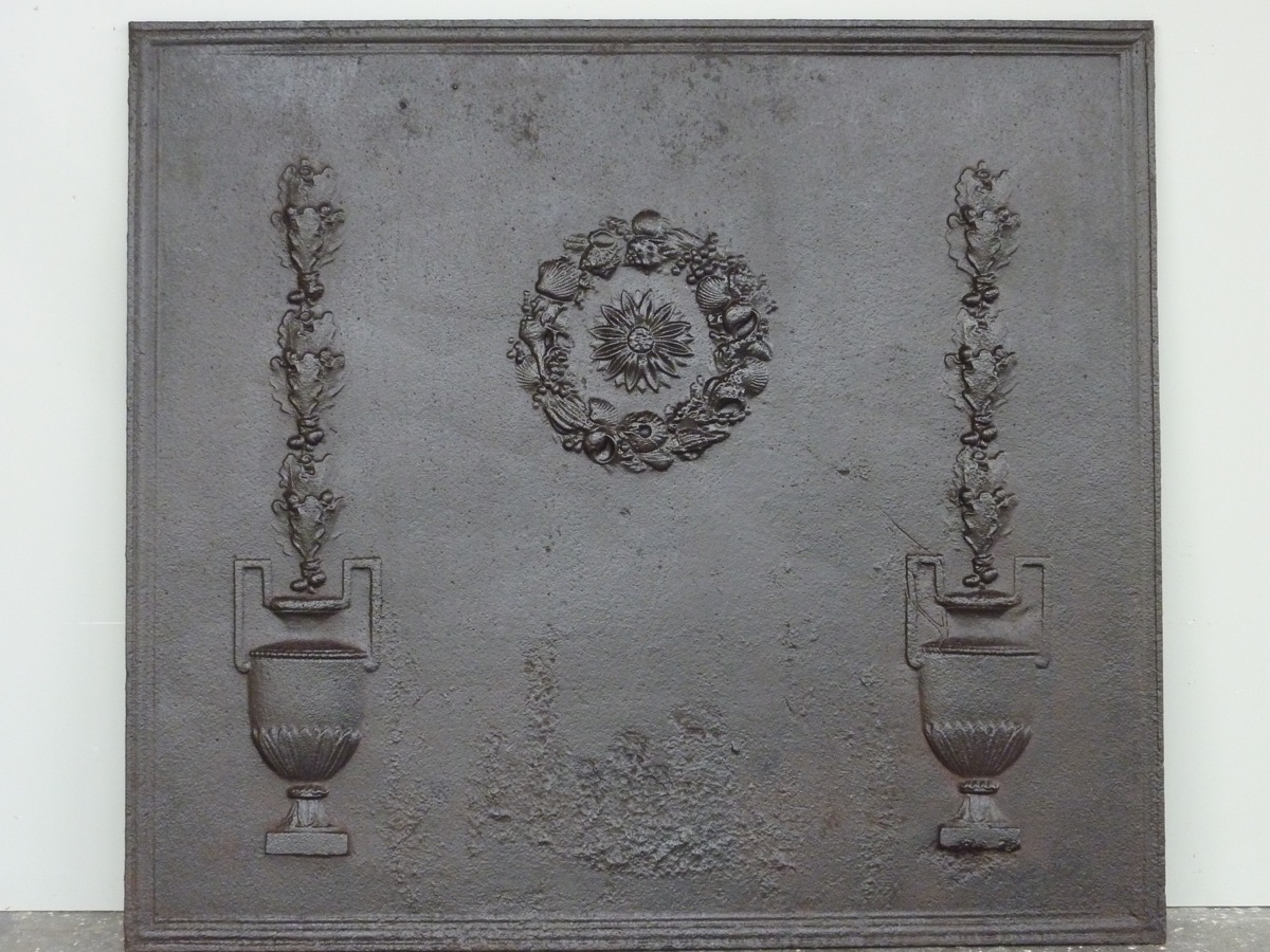 Plaque cheminée ancienne, Contrecoeur ancien  - Fonte - Louis XVI - XVIIIeS.