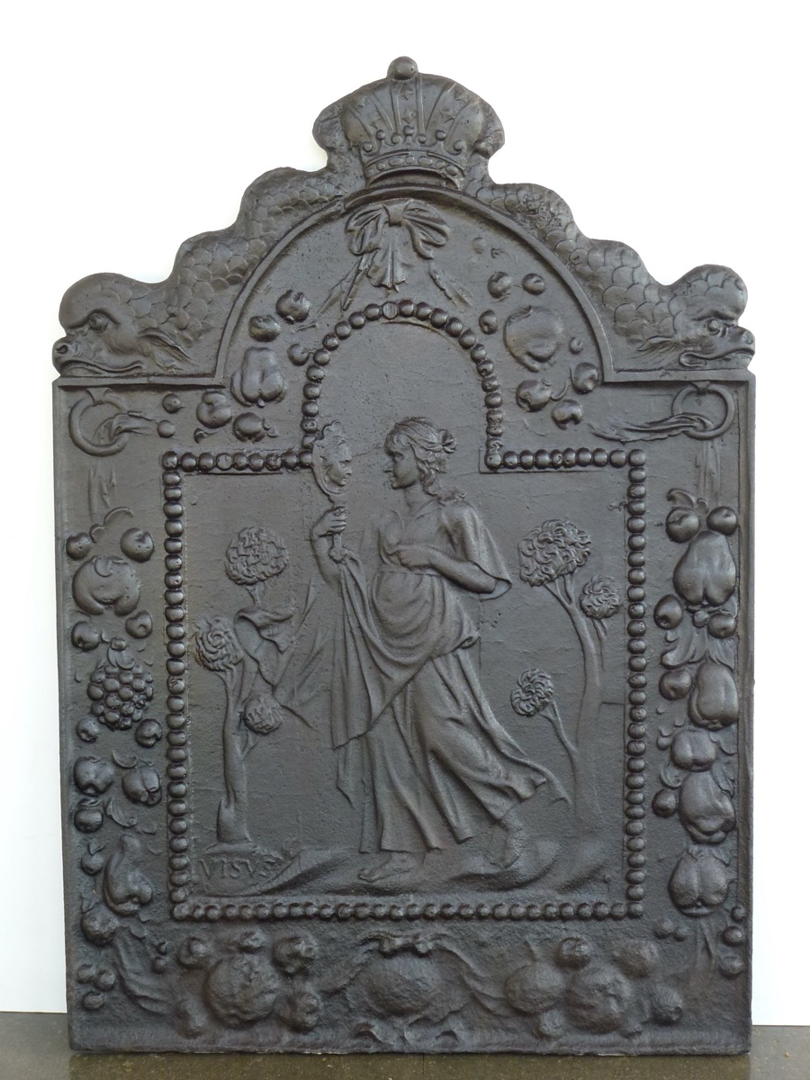 Plaque de cheminée allégorie de la vue - XIXe S.