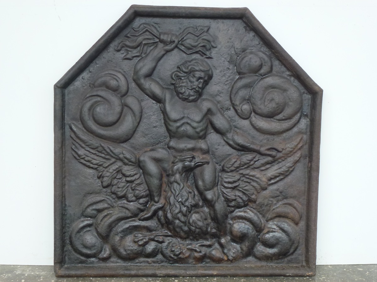 Plaque cheminée ancienne, Contrecoeur ancien  - Fonte - Louis XIV - XVIIeS.