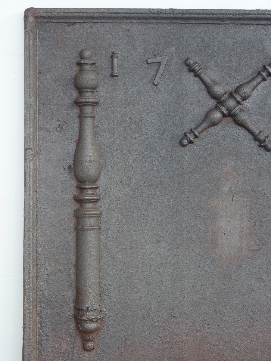 Plaque cheminée ancienne, Contrecoeur ancien  - Fonte - Louis XIV - XVIII<sup>e</sup> S.