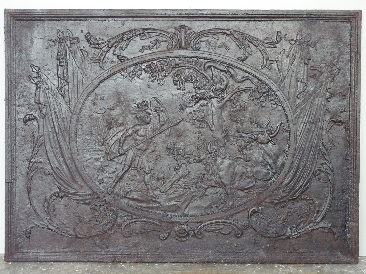 Plaque cheminée ancienne, Contrecoeur ancien  - Fonte - Louis XVI - XVIIIeS.