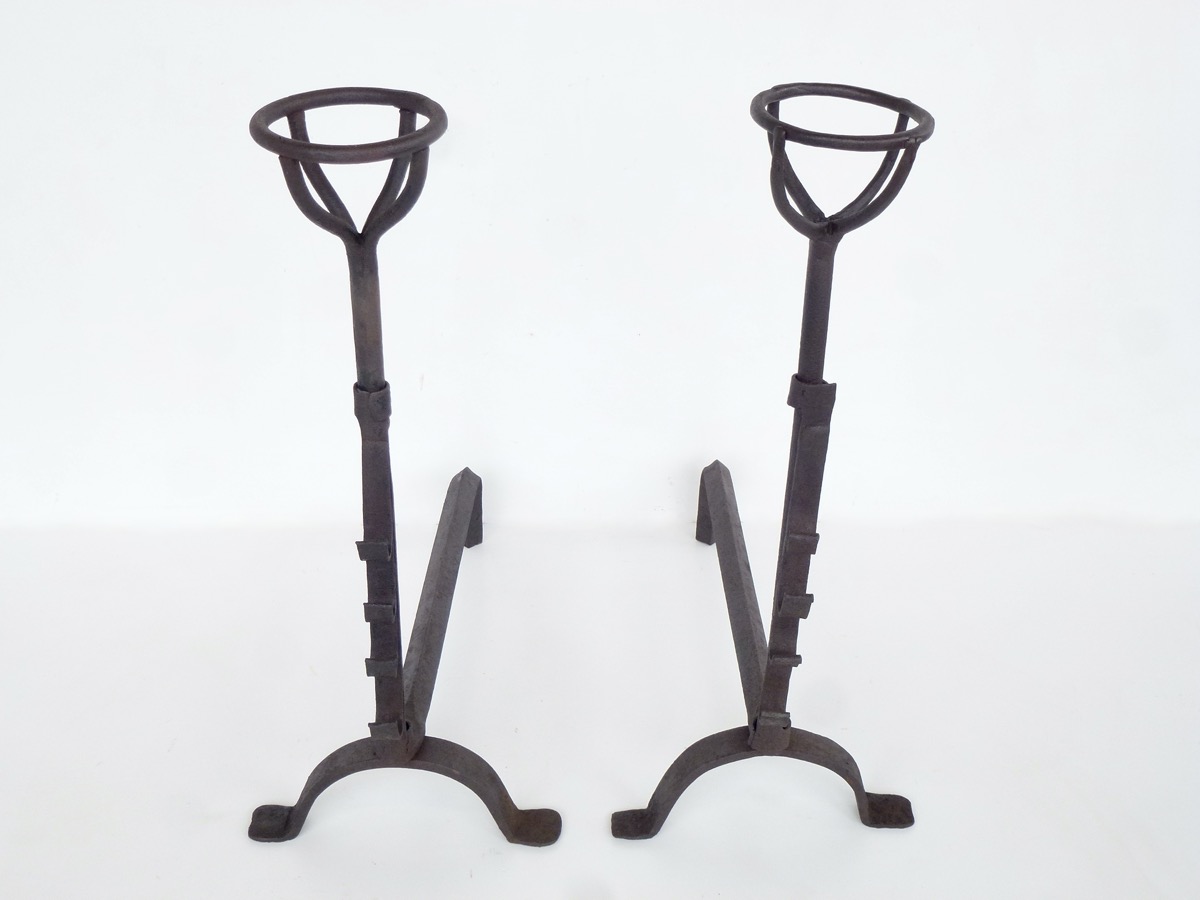 Chenets anciens, Landier anciens  - Fer forgé - Haute époque - XIXeS.