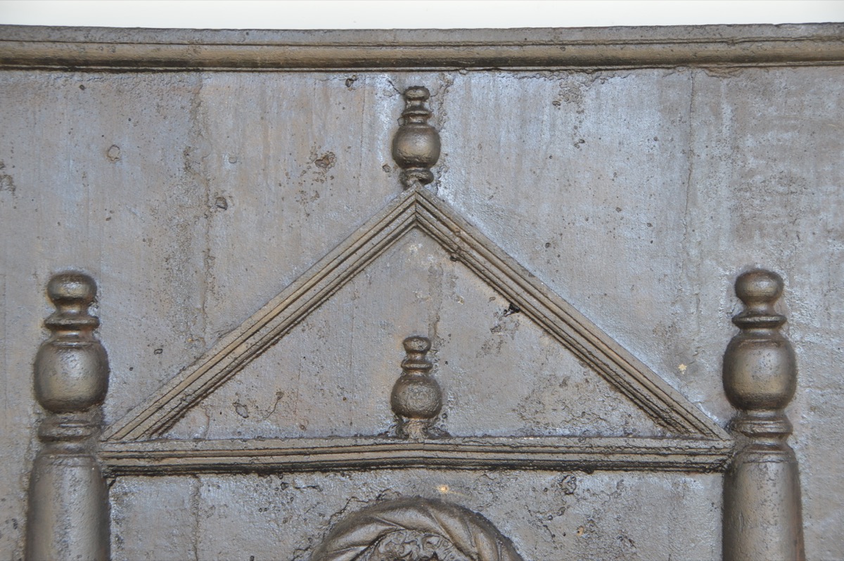 Plaque cheminée ancienne, Contrecoeur ancien  - Fonte - Louis XVI - XVII<sup>e</sup> S.