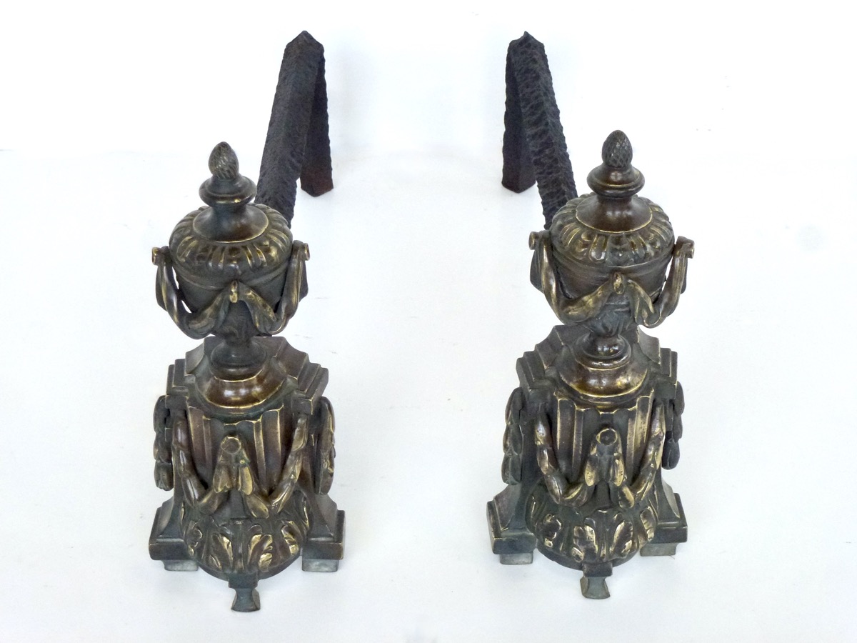 Chenets anciens, Landier anciens  - Bronze - Napoléon III - XIXeS.