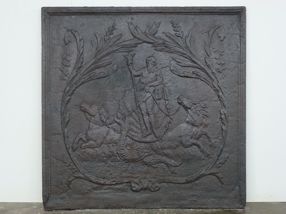 Plaque cheminée ancienne, Contrecoeur ancien  - Fonte - Louis XV - XVIIIeS.