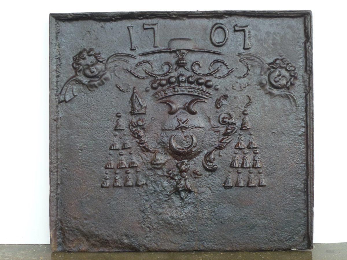 Plaque de cheminée aux armes de Guillaume Bochard de Champigny - XVIIIe S.