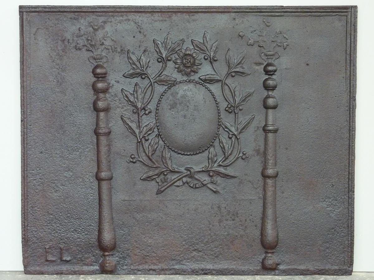 Plaque cheminée ancienne, Contrecoeur ancien  - Fonte - Louis XVI - XIXeS.