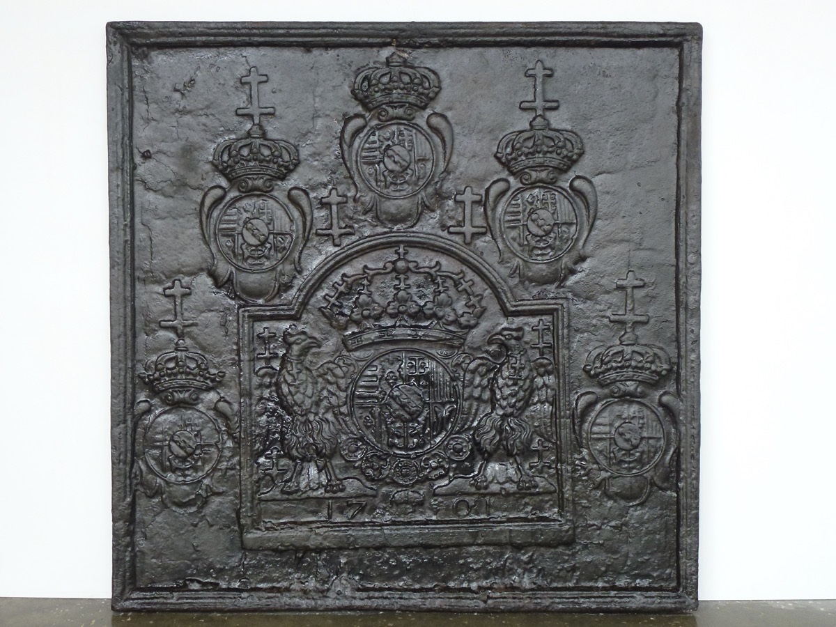 Plaque cheminée ancienne, Contrecoeur ancien  - Fonte - Louis XIV - XVIIIeS.