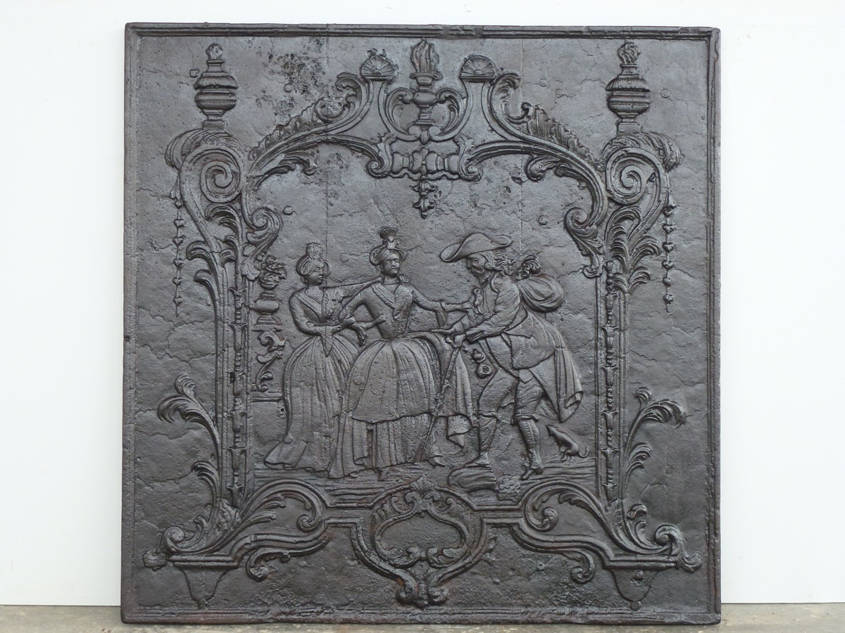 Plaque cheminée ancienne, Contrecoeur ancien  - Fonte - Louis XV - XVIIIe S.