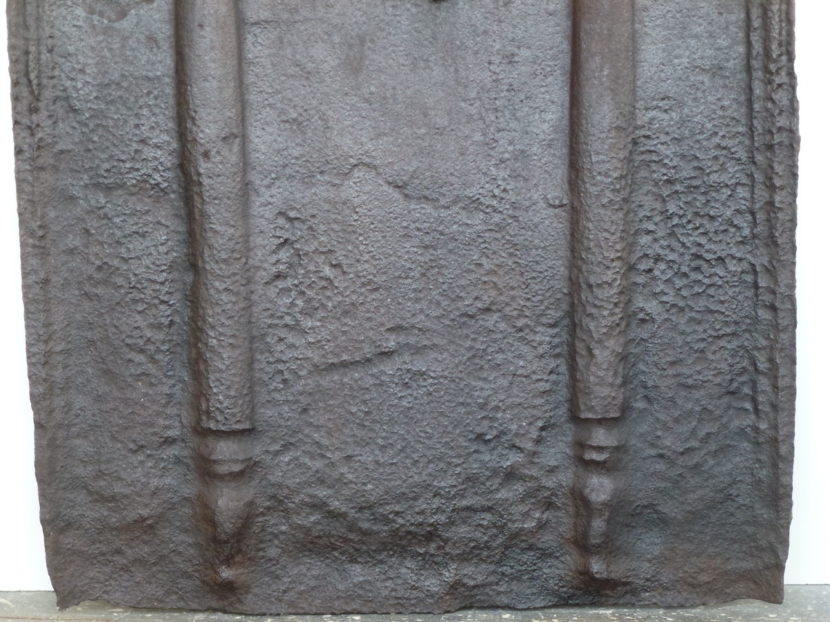 Plaque cheminée ancienne, Contrecoeur ancien  - Fonte - Haute époque - XVII<sup>e</sup> S.