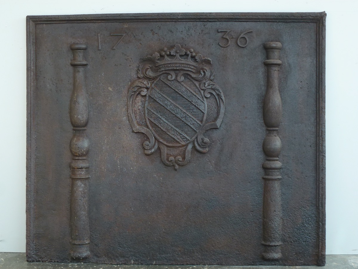 Plaque cheminée ancienne, Contrecoeur ancien  - Fonte - Louis XV - XVIIIe S.