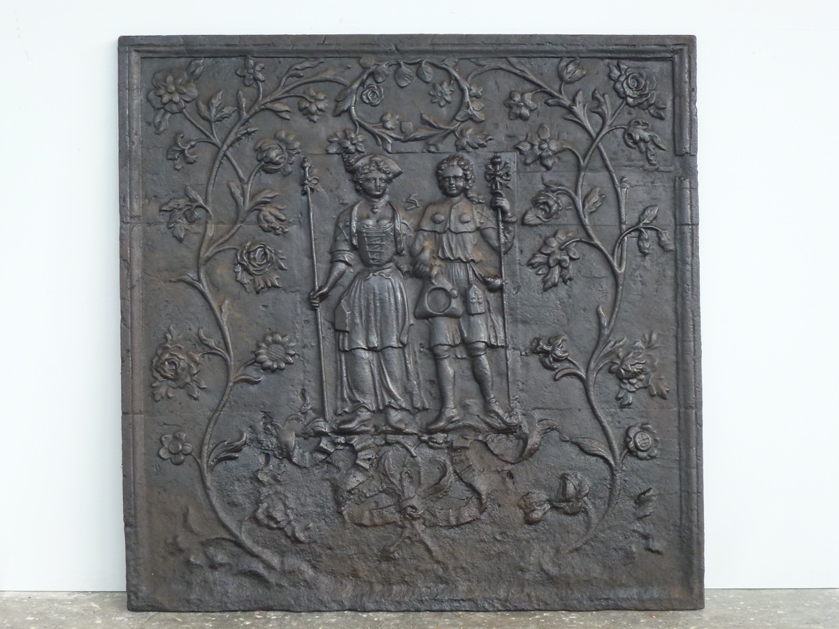 Plaque cheminée ancienne, Contrecoeur ancien  - Fonte - Louis XVI - XVIIIeS.