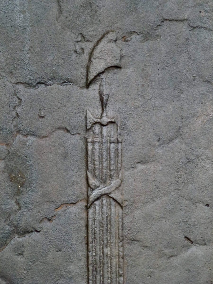 Plaque cheminée ancienne, Contrecoeur ancien  - Fonte  - XVIII<sup>e</sup> S.