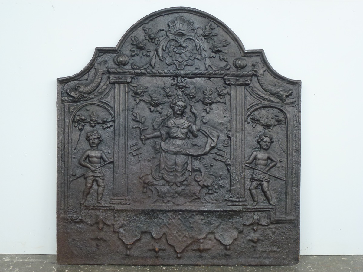 Plaque cheminée ancienne, Contrecoeur ancien  - Fonte - Régence - XVIIIe S.