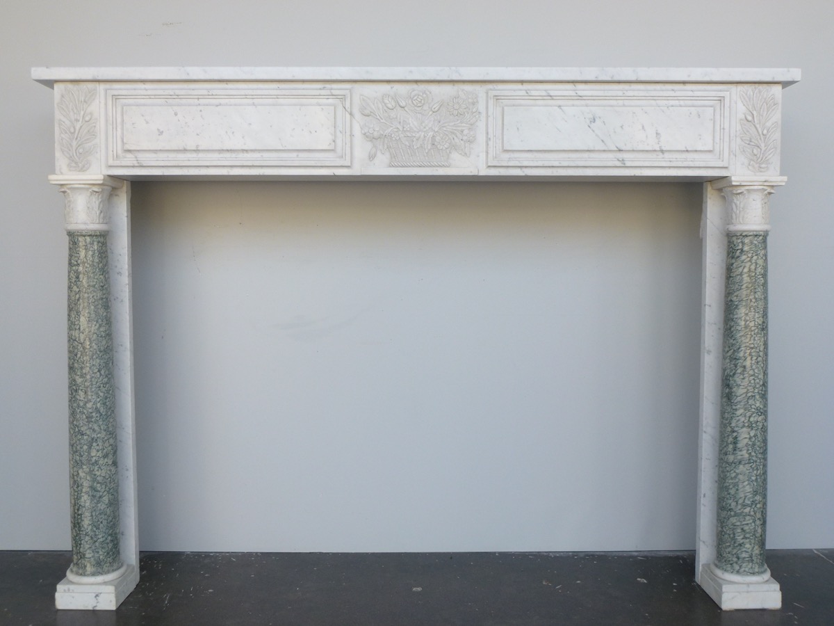 Antique fireplace  - White Marble - Directoire - XIXth C.