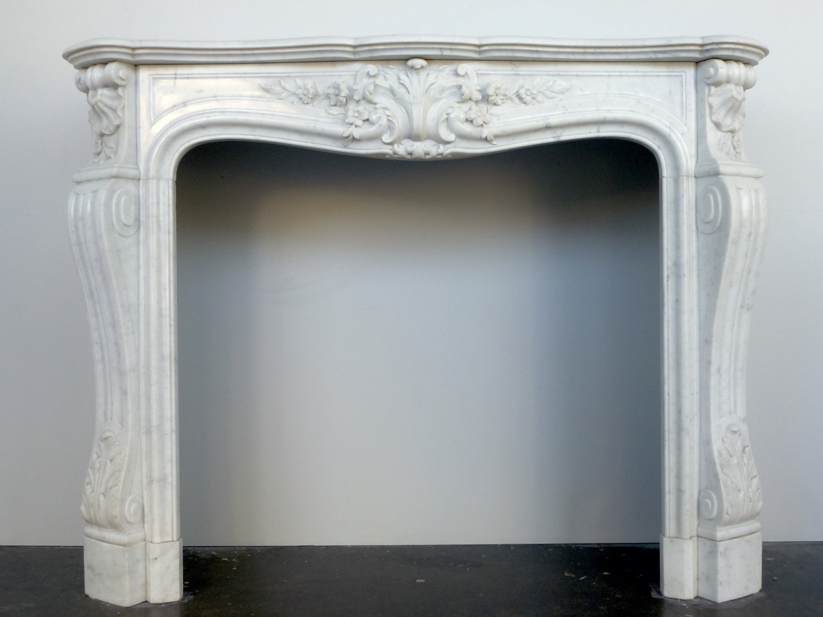 Antique fireplace  - White Marble - Louis XV - XIXthC.