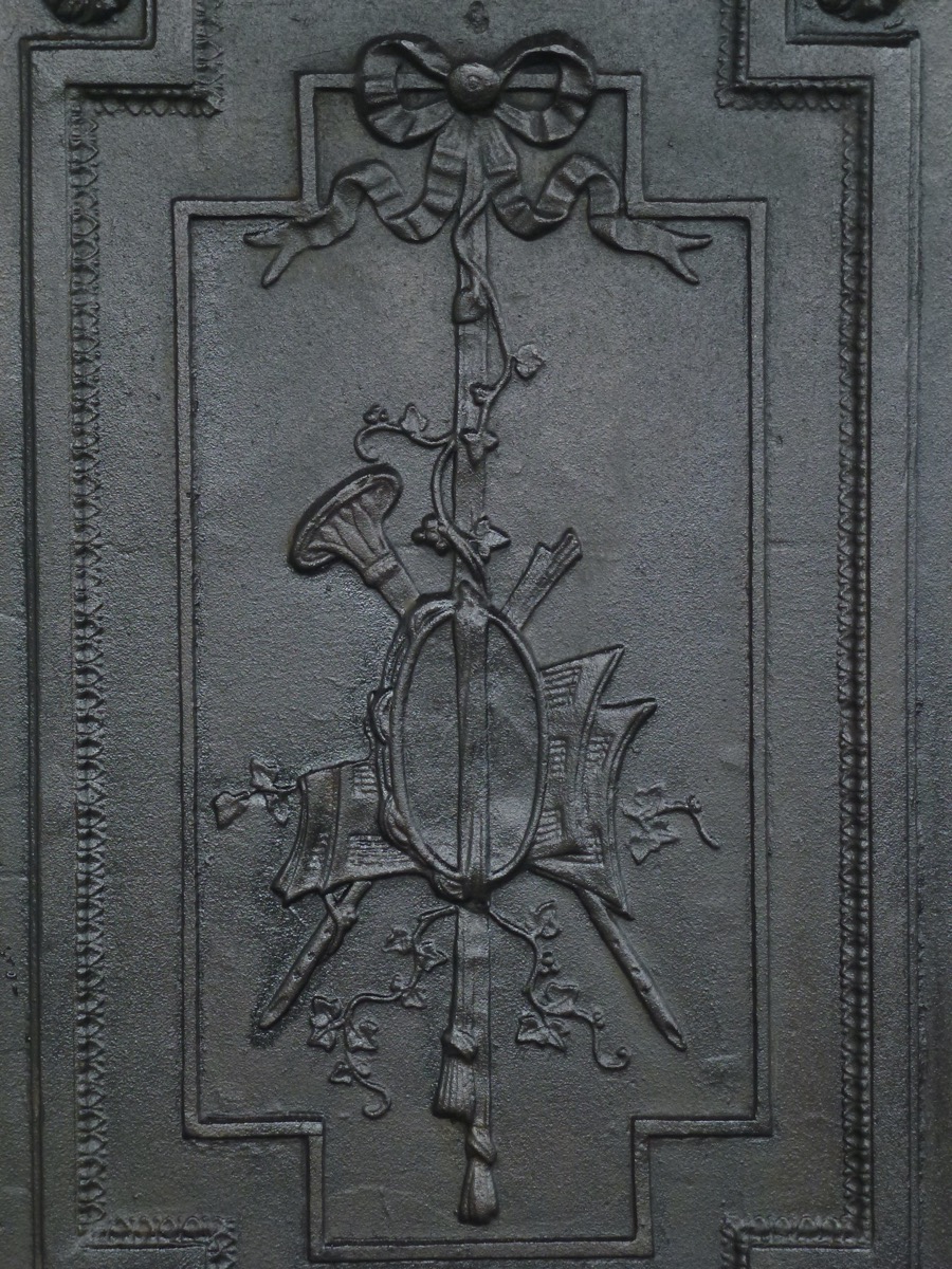 Plaque cheminée ancienne, Contrecoeur ancien  - Fonte - Louis XVI - XX<sup>e</sup> S.