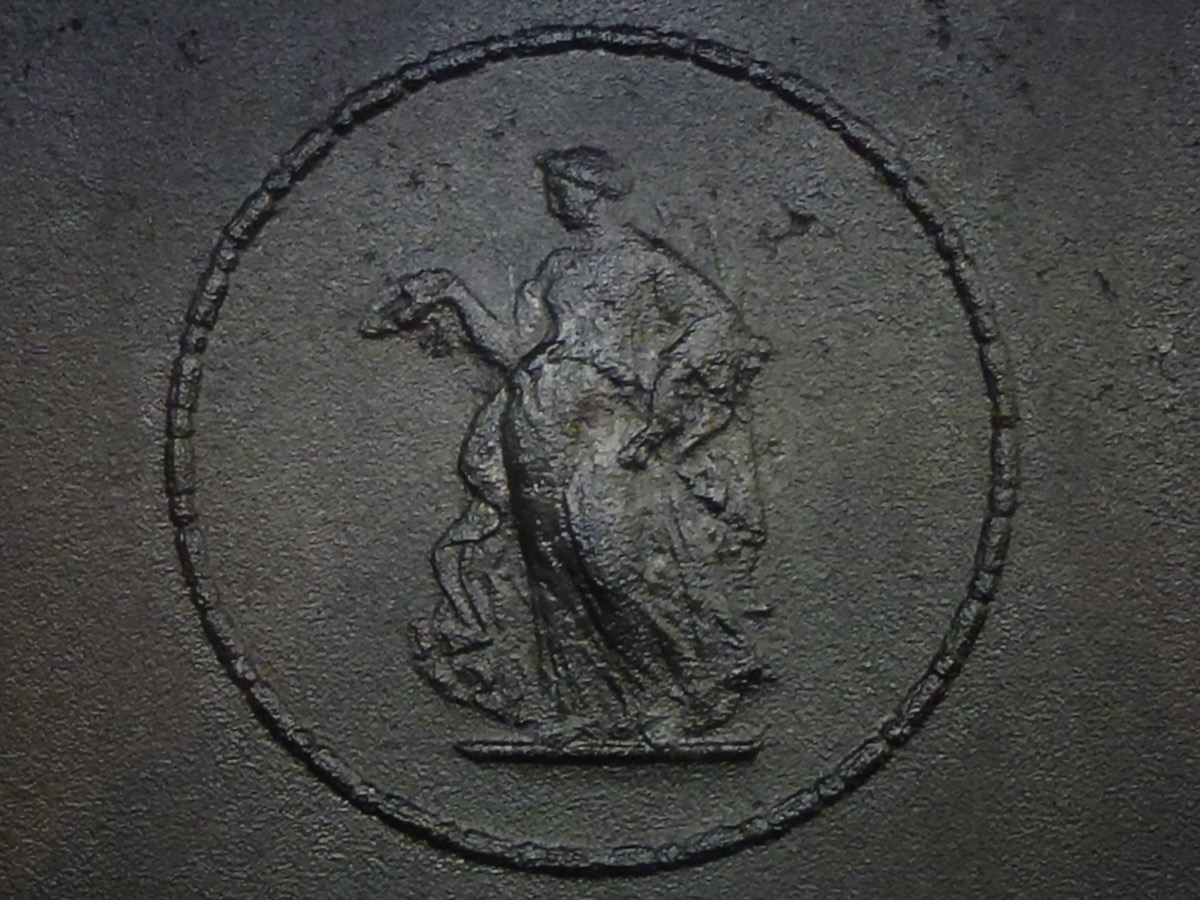 Plaque cheminée ancienne, Contrecoeur ancien  - Fonte - Louis XVI - XVIII<sup>e</sup> S.