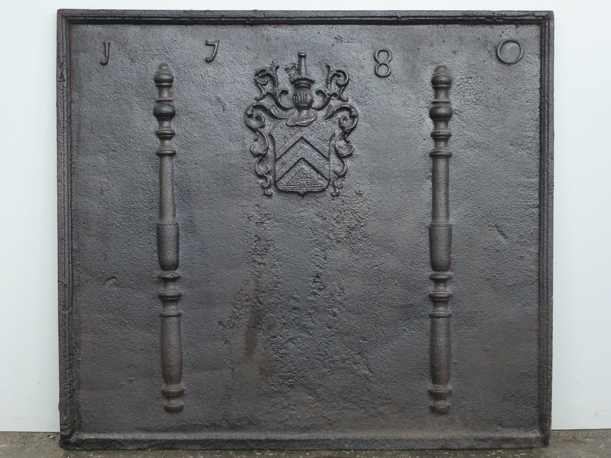 Plaque cheminée ancienne, Contrecoeur ancien  - Fonte - Louis XVI - XVIIIe S.