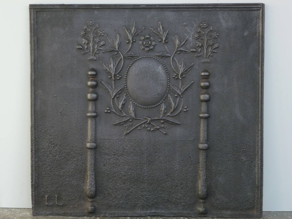 Plaque cheminée ancienne, Contrecoeur ancien  - Fonte - Louis XVI - XVIIIeS.