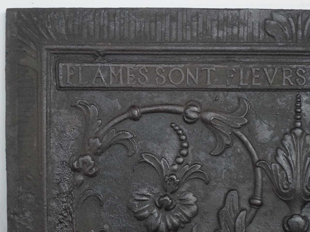 Plaque cheminée ancienne, Contrecoeur ancien  - Fonte - Renaissance - XVII<sup>e</sup> S.