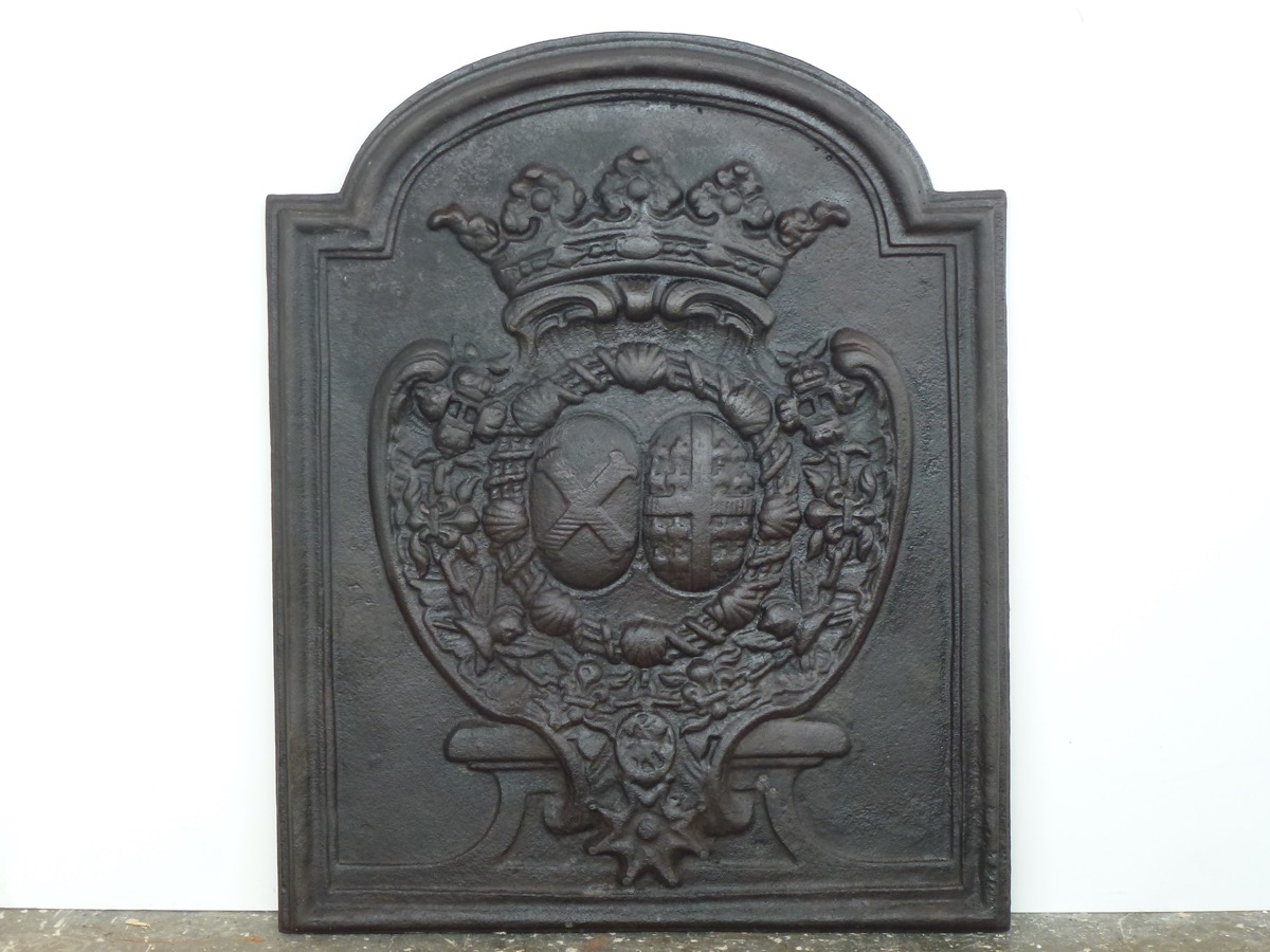 Plaque cheminée ancienne, Contrecoeur ancien  - Fonte - Louis XIV - XIXe S.