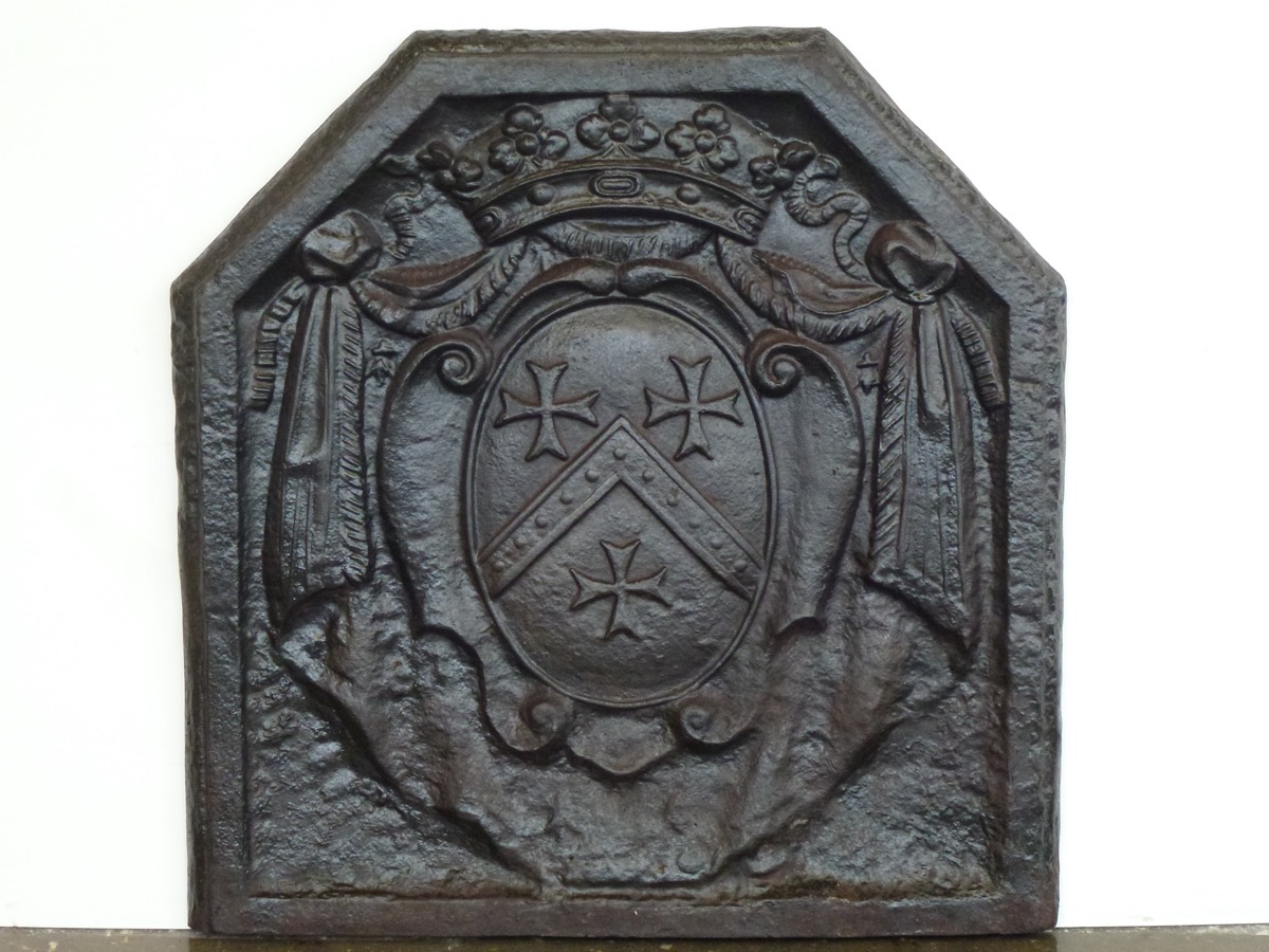 Plaque cheminée ancienne, Contrecoeur ancien  - Fonte - Louis XIV - XXe S.