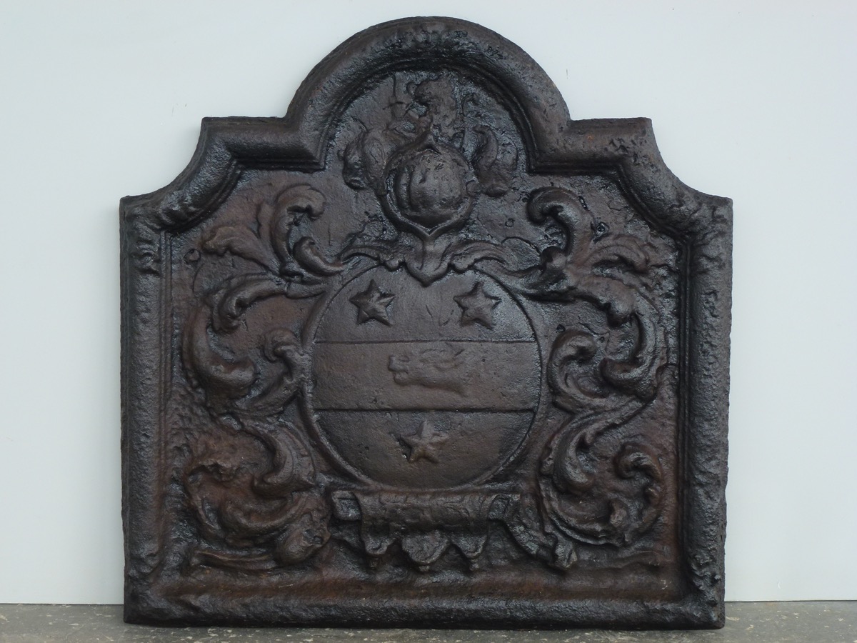 Plaque cheminée ancienne, Contrecoeur ancien  - Fonte - Louis XIV - XVIIeS.