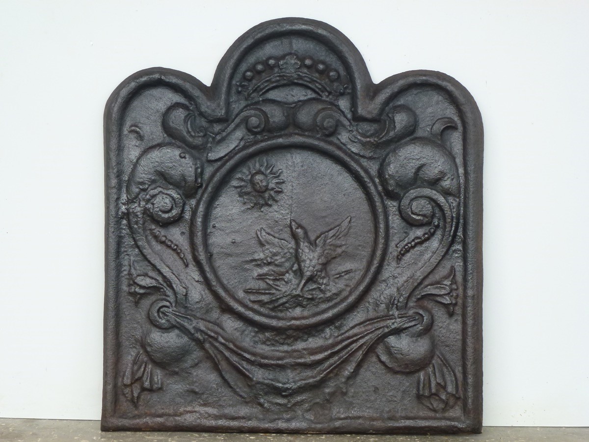 Plaque cheminée ancienne, Contrecoeur ancien  - Fonte - Louis XIV - XXe S.