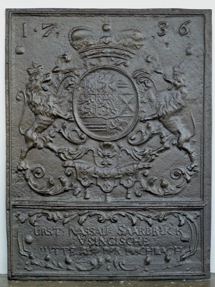 Plaque cheminée ancienne, Contrecoeur ancien  - Fonte - Louis XV - XXeS.