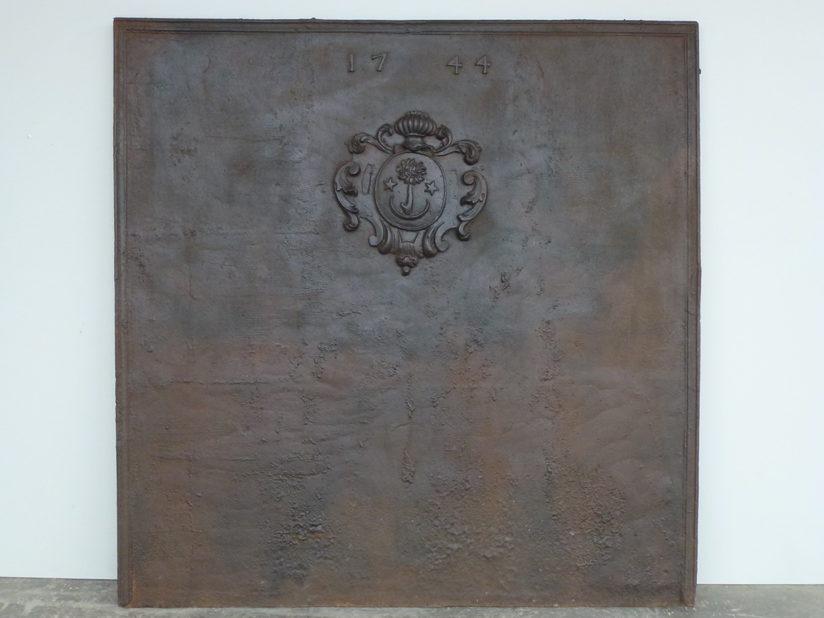 Plaque cheminée ancienne, Contrecoeur ancien  - Fonte - Louis XV - XVIIIeS.
