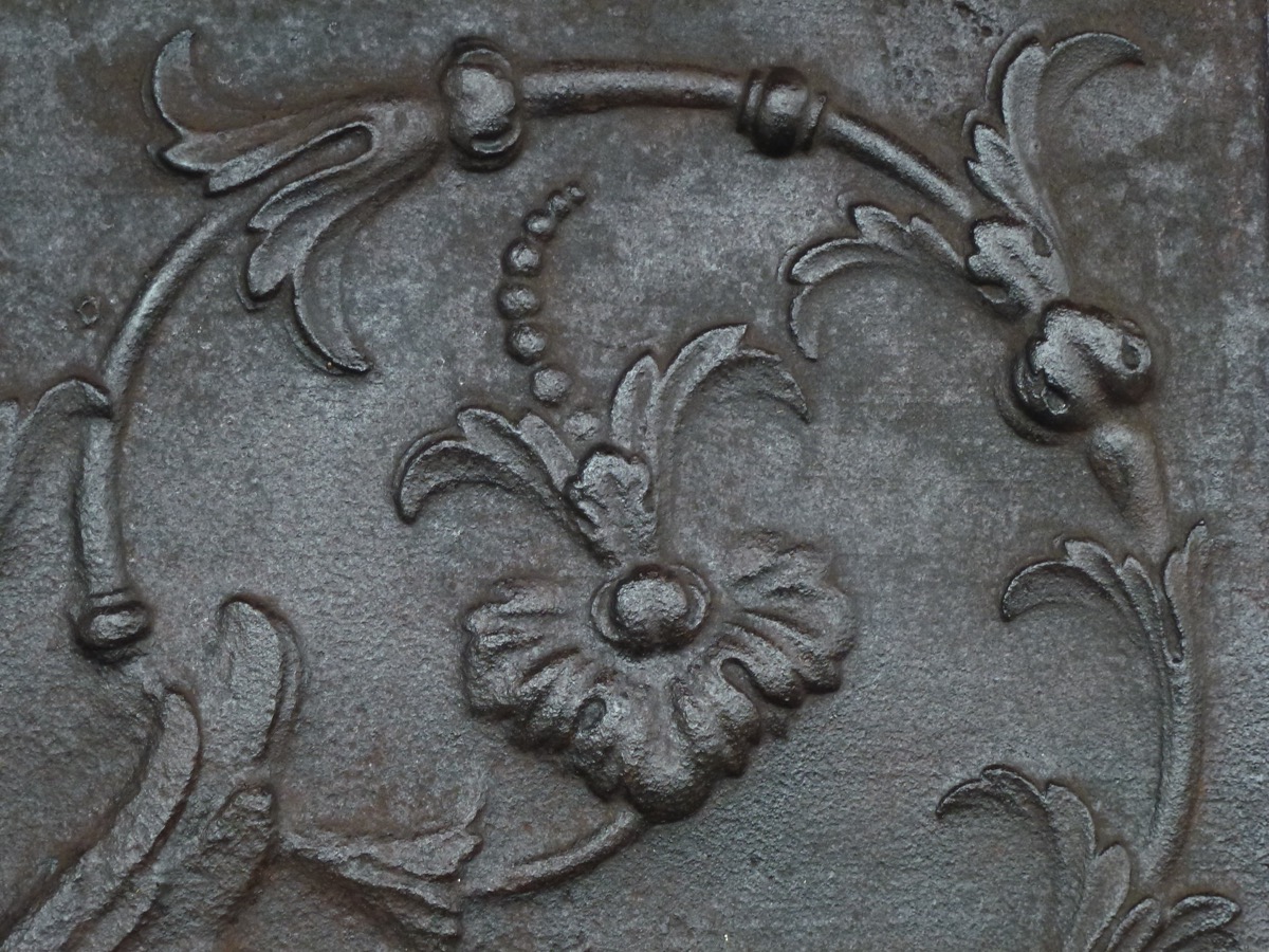 Plaque cheminée ancienne, Contrecoeur ancien  - Fonte - Renaissance - XVII<sup>e</sup> S.