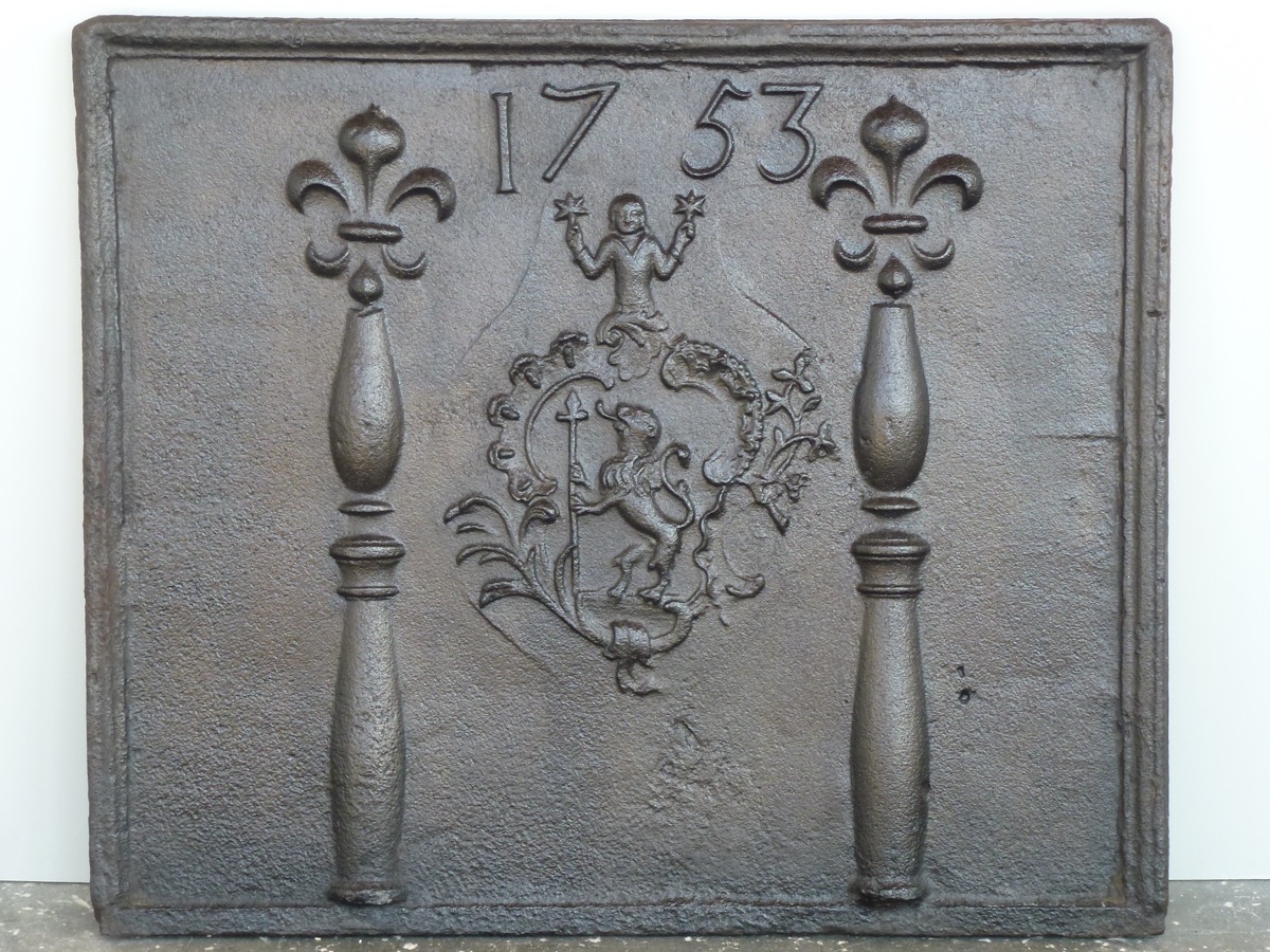 Plaque cheminée ancienne, Contrecoeur ancien  - Fonte - Louis XV - XVIIIe S.