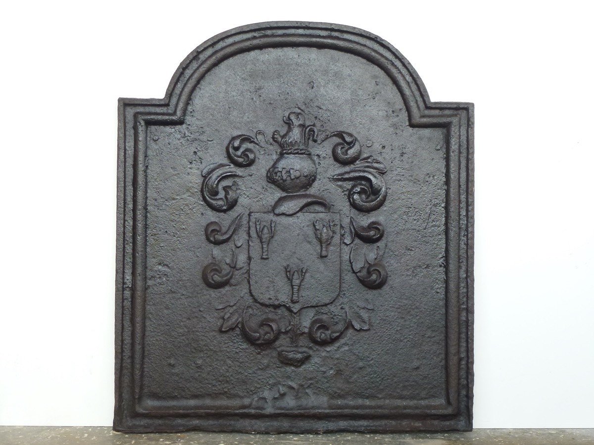 Plaque cheminée ancienne, Contrecoeur ancien  - Fonte - Louis XIV - XVIIIeS.