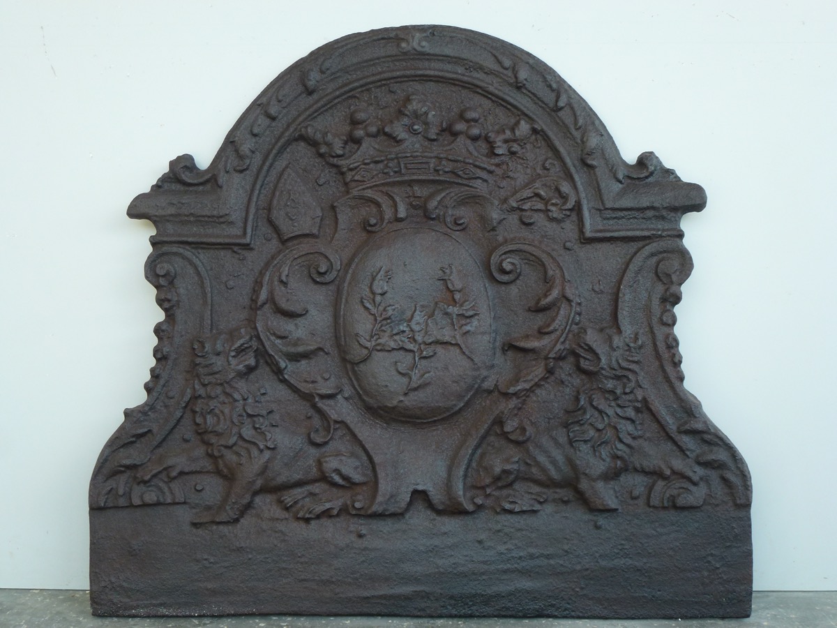 Plaque cheminée ancienne, Contrecoeur ancien  - Fonte - Louis XIV - XVIIIeS.