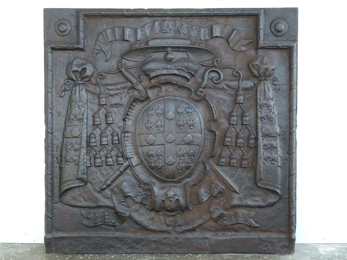 Plaque cheminée ancienne, Contrecoeur ancien  - Fonte - Louis XVI - XVIIIeS.