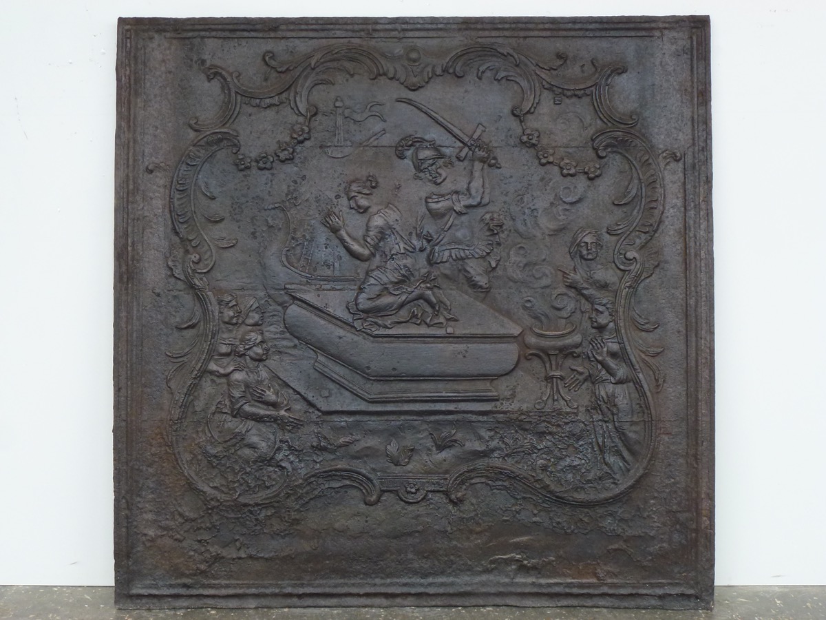 Plaque cheminée ancienne, Contrecoeur ancien  - Fonte - Louis XV - XVIIIe S.