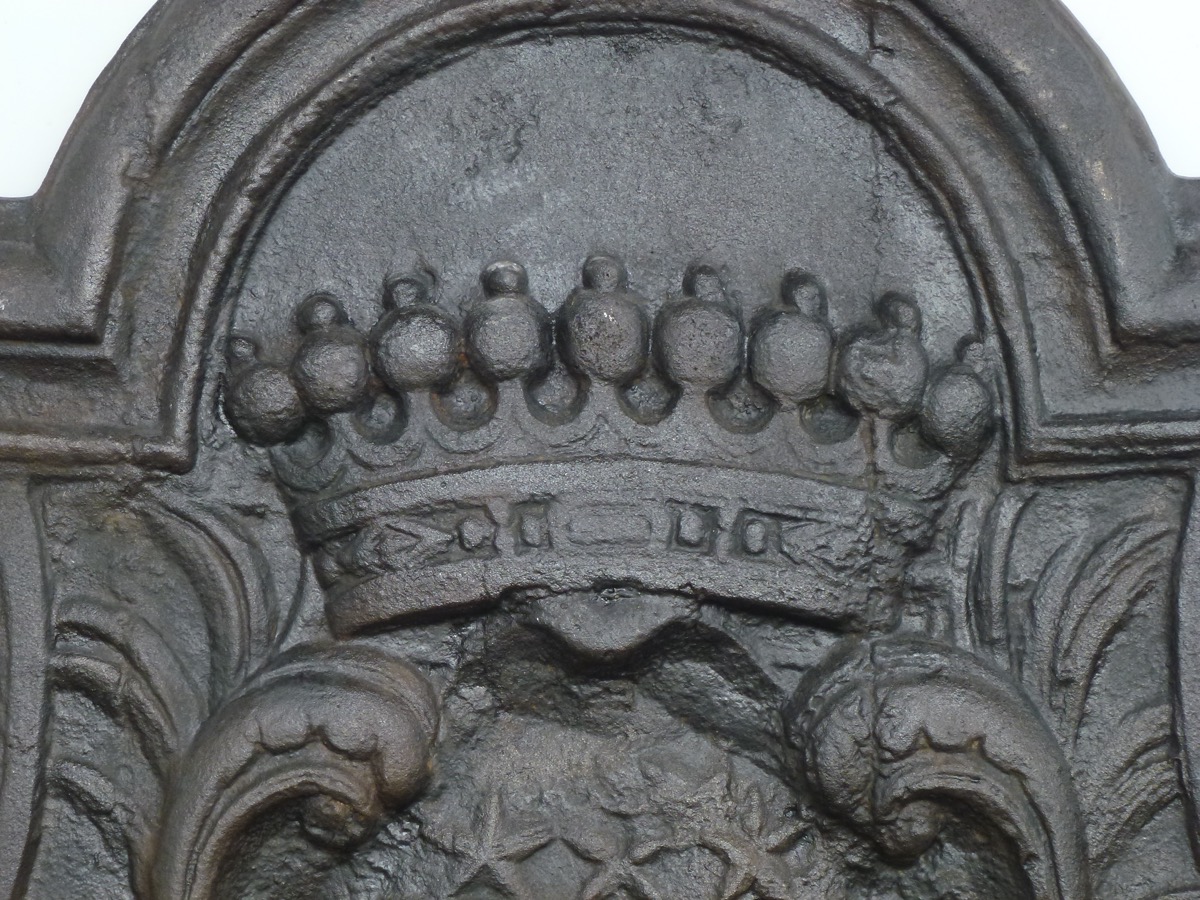 Plaque cheminée ancienne, Contrecoeur ancien  - Fonte - Louis XIV - XX<sup>e</sup> S.