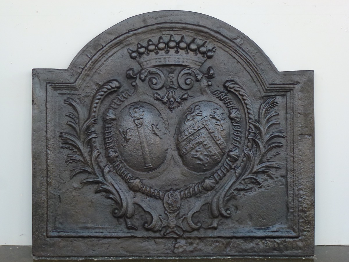 Plaque cheminée ancienne, Contrecoeur ancien  - Fonte - Louis XIV - XXe S.