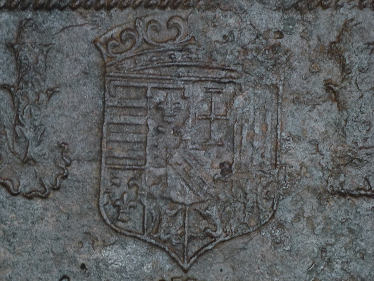 Plaque cheminée ancienne, Contrecoeur ancien  - Fonte - Renaissance - XVI<sup>e</sup> S.
