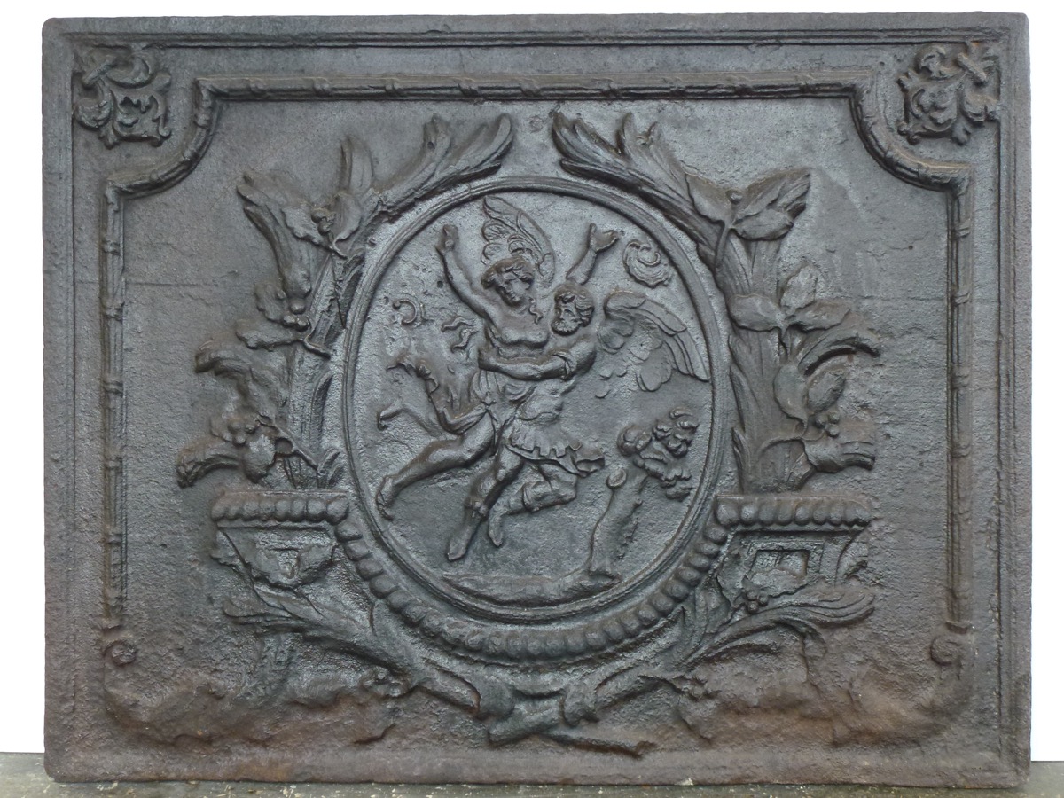 Plaque cheminée ancienne, Contrecoeur ancien  - Fonte - Louis XVI - XVIIIe S.