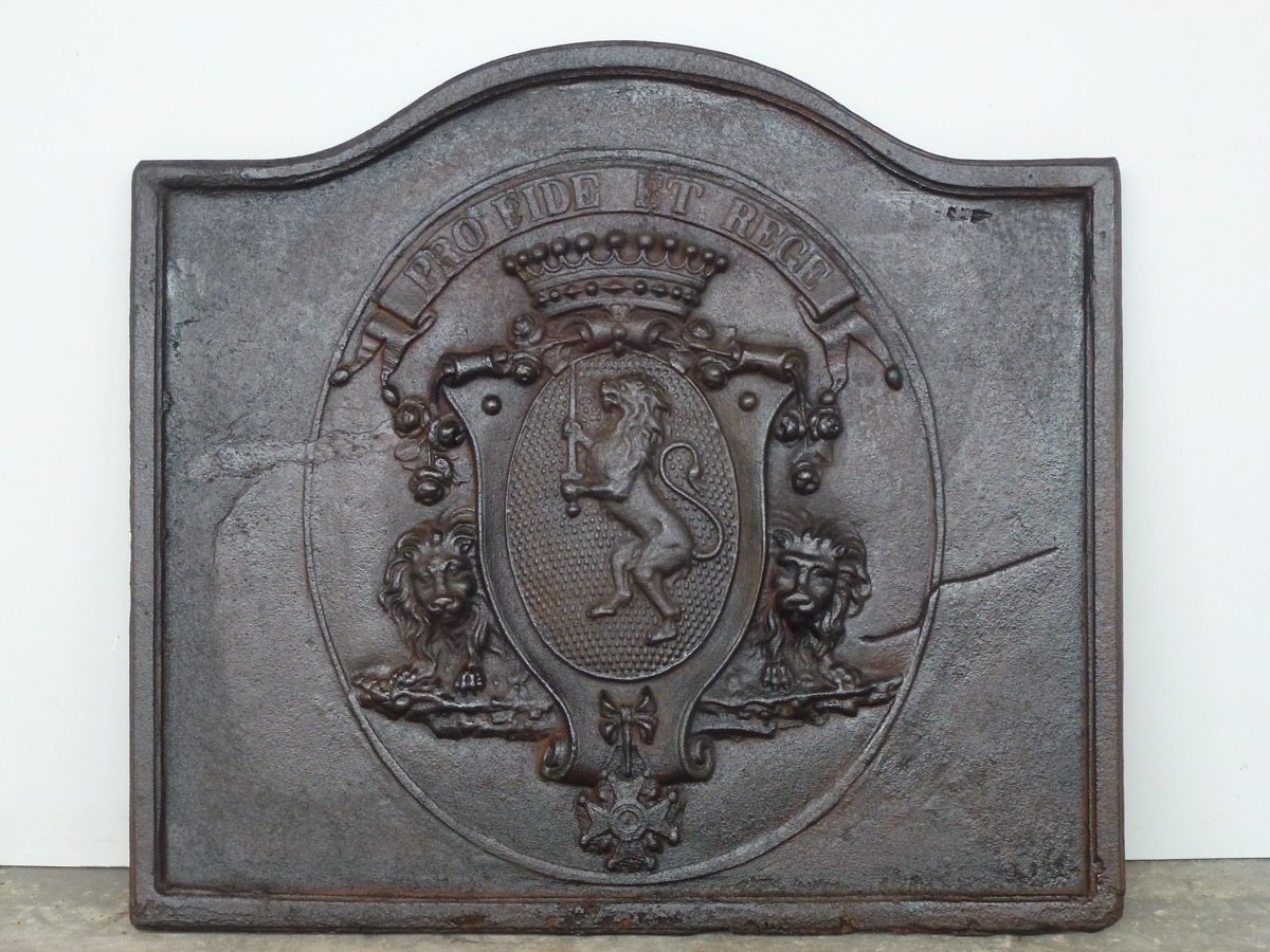 Plaque cheminée ancienne, Contrecoeur ancien  - Fonte - Louis-Philippe - XIXe S.