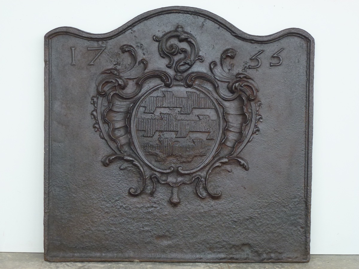 Plaque cheminée ancienne, Contrecoeur ancien  - Fonte - Louis XV - XVIIIe S.