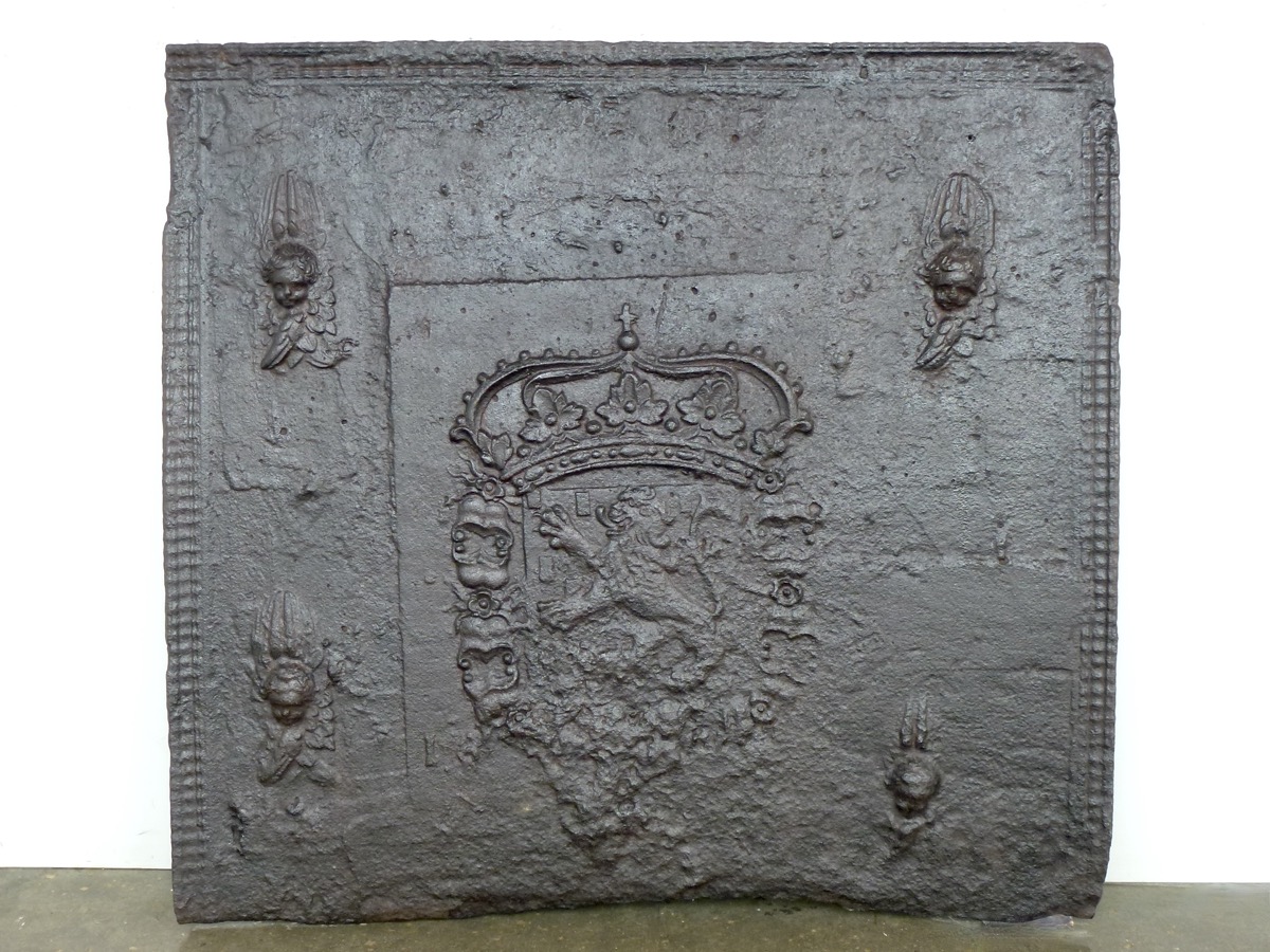 Plaque cheminée ancienne, Contrecoeur ancien  - Fonte - Haute époque - XVIIIe S.