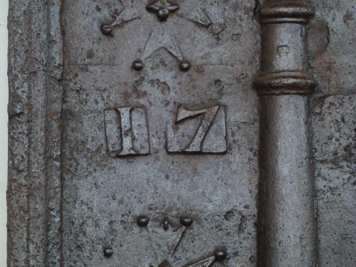 Plaque cheminée ancienne, Contrecoeur ancien  - Fonte - Louis XIV - XVIII<sup>e</sup> S.