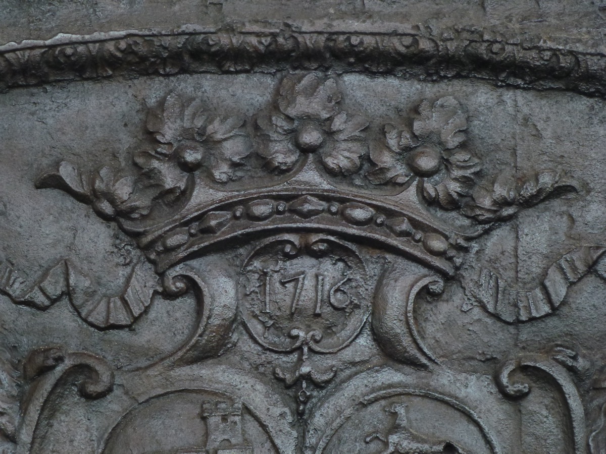 Plaque cheminée ancienne, Contrecoeur ancien  - Fonte - Régence - XVIII<sup>e</sup> S.