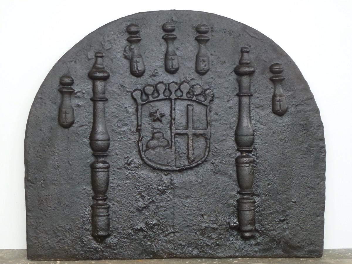 Plaque cheminée ancienne, Contrecoeur ancien  - Fonte - Haute époque - XVIeS.