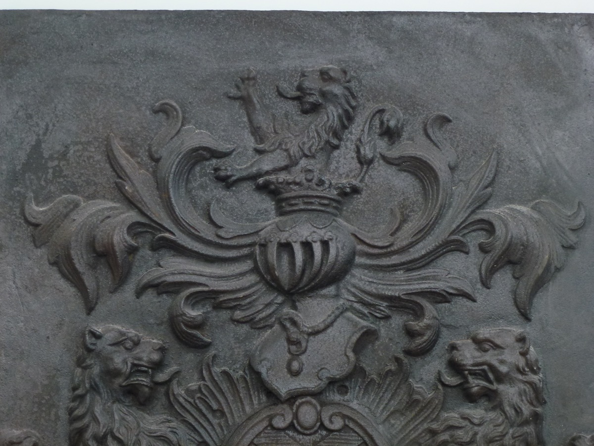 Plaque cheminée ancienne, Contrecoeur ancien  - Fonte - Louis XV - XIX<sup>e</sup> S.