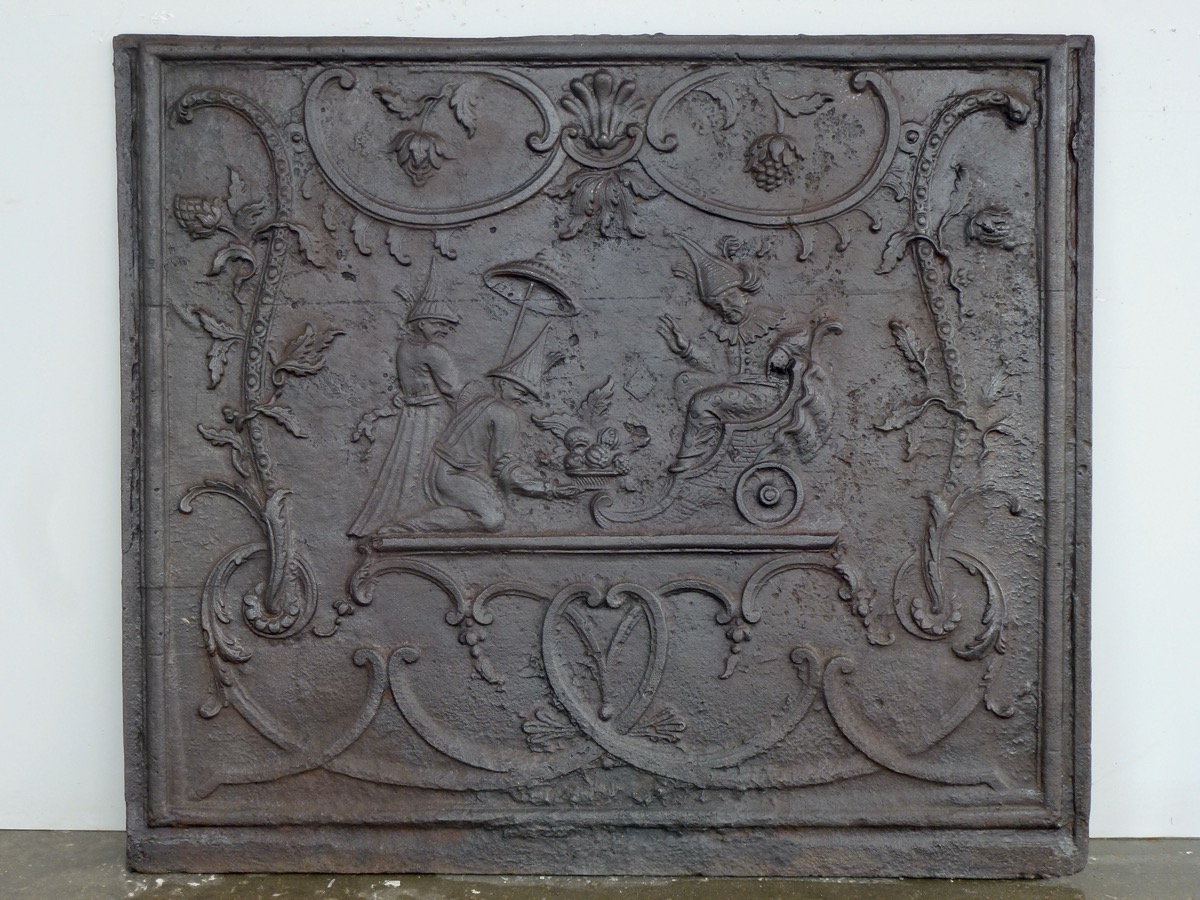 Plaque cheminée ancienne, Contrecoeur ancien  - Fonte - Louis XV - XVIIIe S.