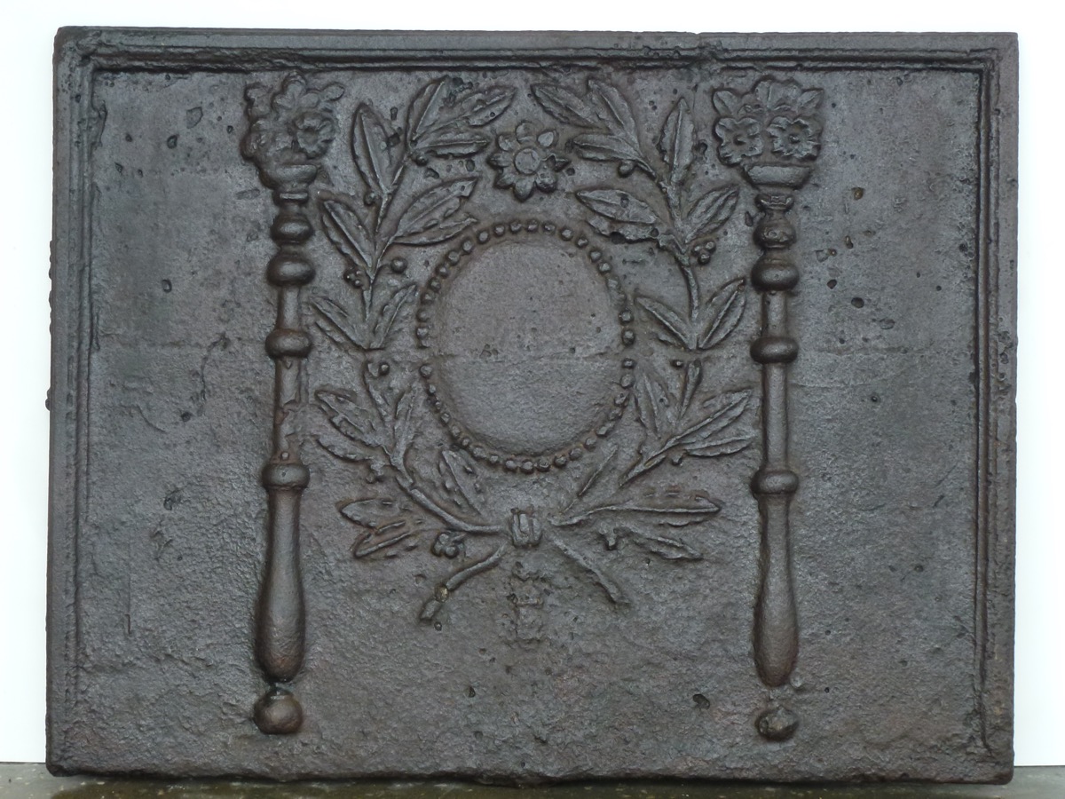 Plaque cheminée ancienne, Contrecoeur ancien  - Fonte - Louis XVI - XVIIIe S.